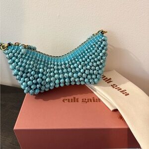 Cult Gaia Mercier Turquoise Beaded Mini Shoulder Bag $898 MSRP
